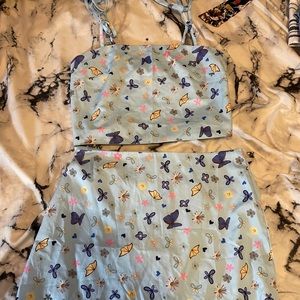 Butterfly skirt and crop with tie sleeves